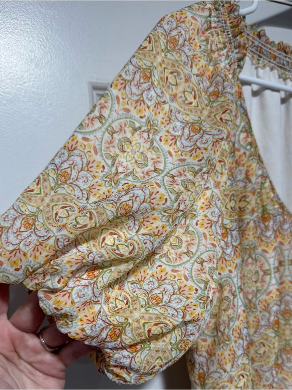Show Me Your MuMu Pale Yellow Paisley V-Neck Blouse - Picture 3 of 11